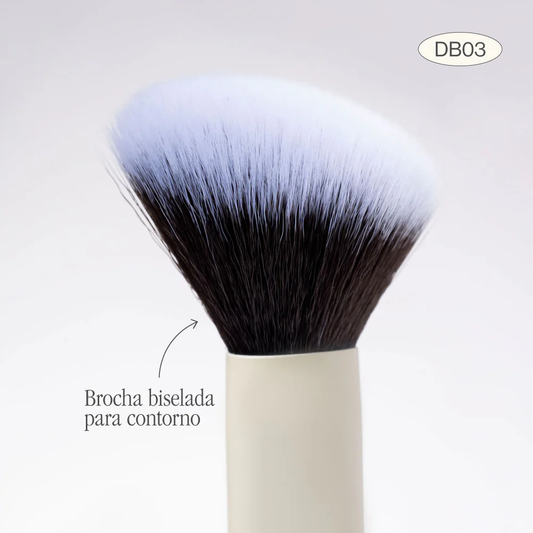 BROCHA DUO GLAM PARA CONTORNO Y TIPO ABANICO PARA RETIRAR EXCESO