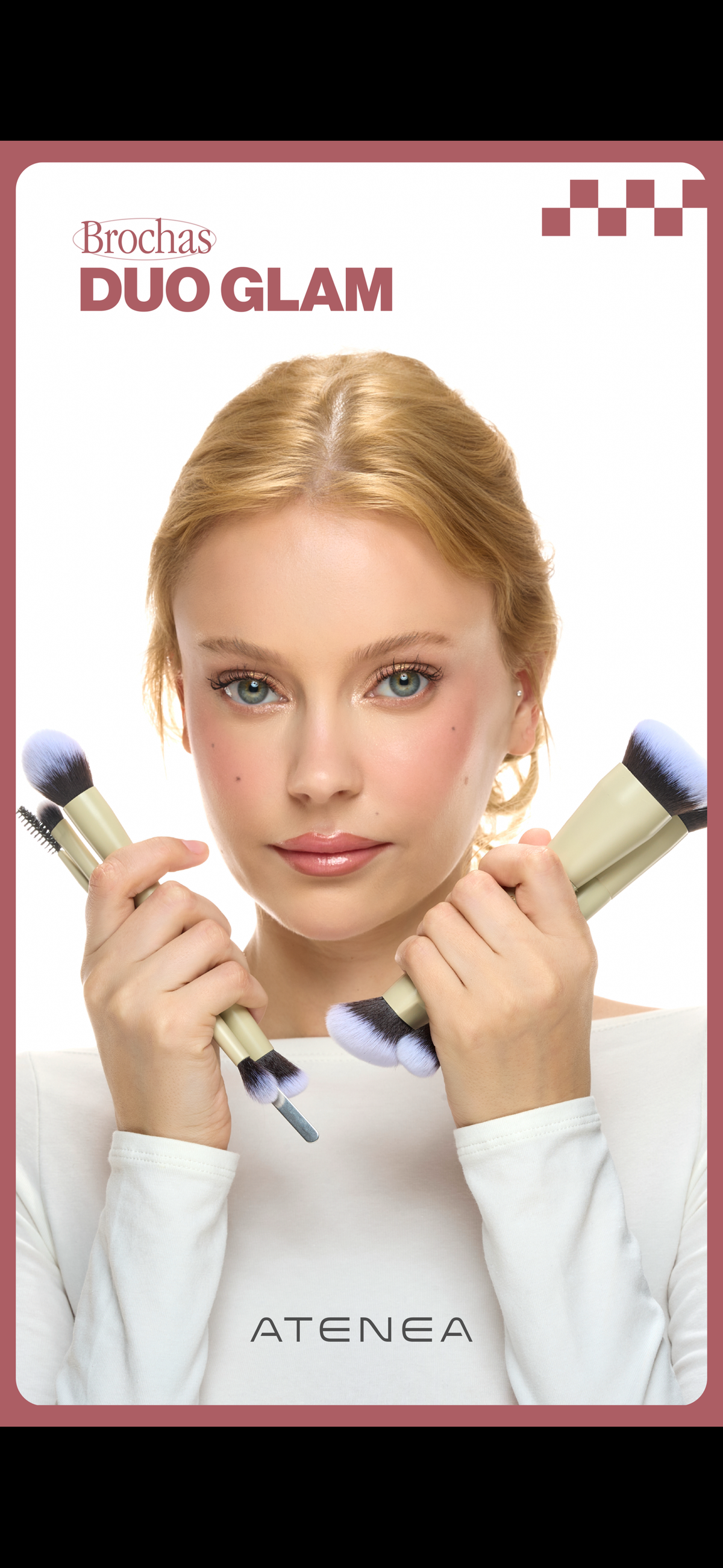 BROCHA DUO GLAM PLANA CREMA Y DIFUMINADORA