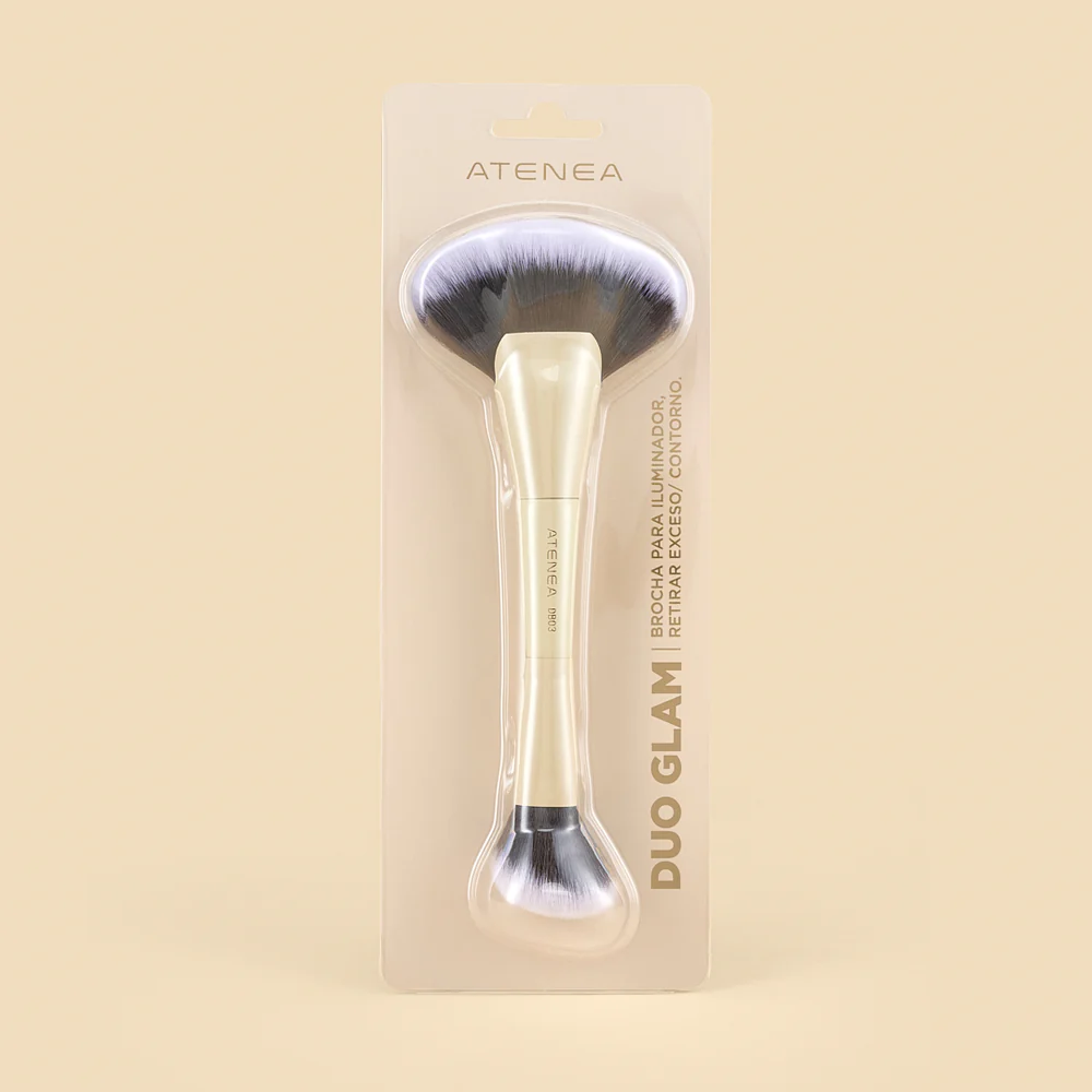 BROCHA DUO GLAM PARA CONTORNO Y TIPO ABANICO PARA RETIRAR EXCESO