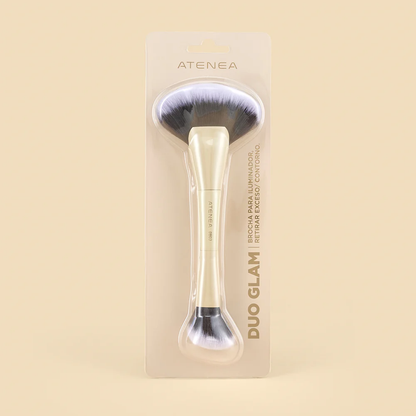 BROCHA DUO GLAM PARA CONTORNO Y TIPO ABANICO PARA RETIRAR EXCESO