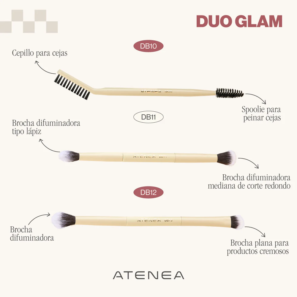 BROCHA DUO GLAM DIFUMINADORAS DE CORTE REDONDO Y TIPO LÁPIZ