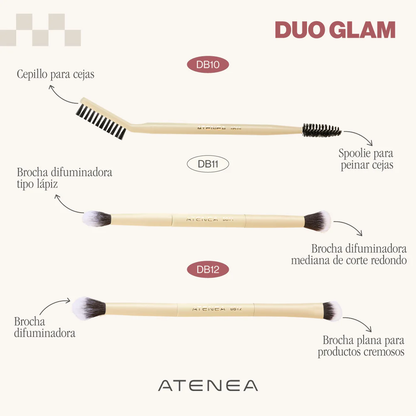 BROCHA DUO GLAM PLANA CREMA Y DIFUMINADORA