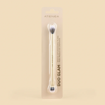 BROCHA DUO GLAM PLANA CREMA Y DIFUMINADORA